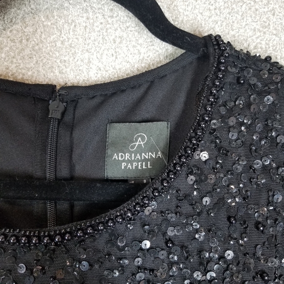 Adrianna Papell |Flutter Sleeve Beaded Dress - Picture 4 of 9